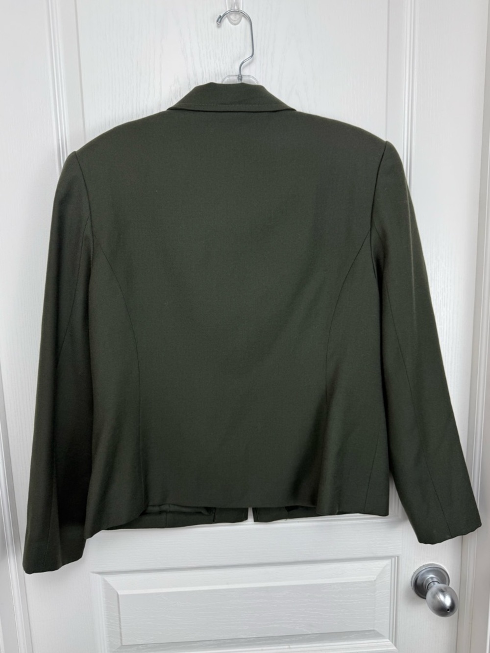 Vintage 90s Wool Zip Up Collared Jacket Size 10 Green Army Olive - Picture 3 of 9